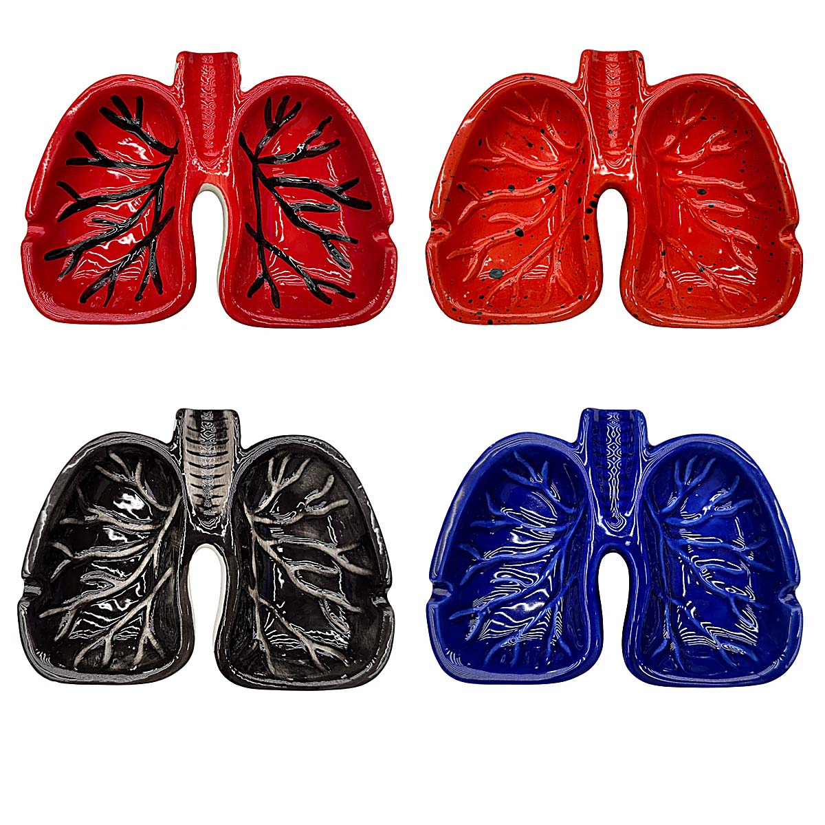 IDGAF Ceramic Lungs Ashtray (ASH98) | 4 Count Display | Assorted Colors product image